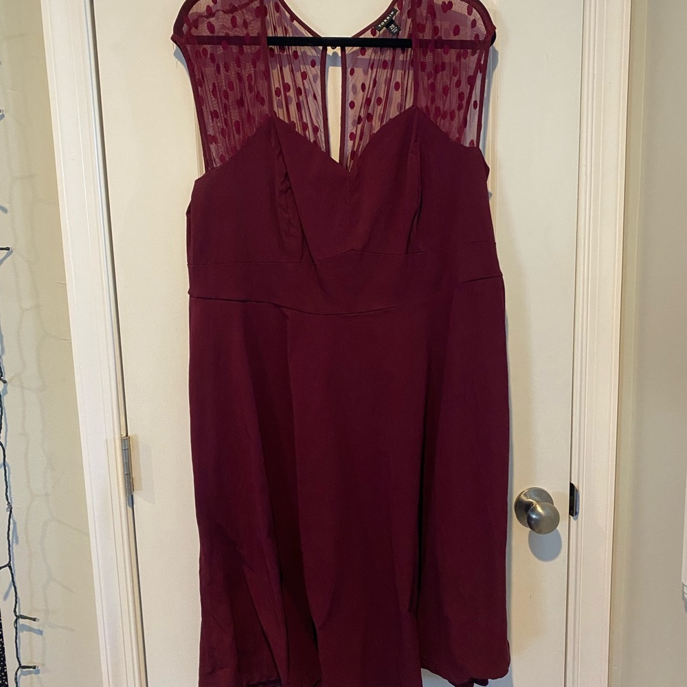 Torrid Red Dress Sheer Polkadots Elegant 20